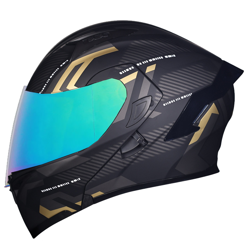All-season safety-certified motorcycle helmet with dual sun visors