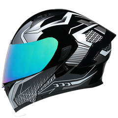 All-season safety-certified motorcycle helmet with dual sun visors