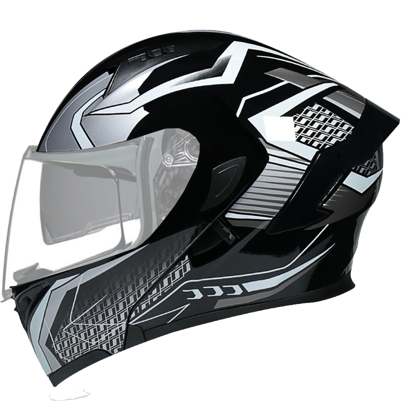 All-season safety-certified motorcycle helmet with dual sun visors
