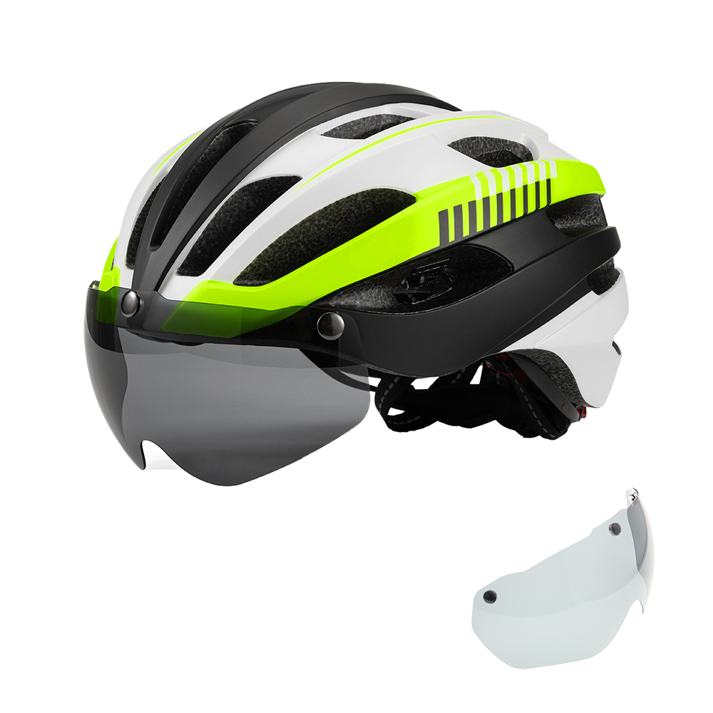 Men's & Women's Cycling Helmet with Goggles & LED Light