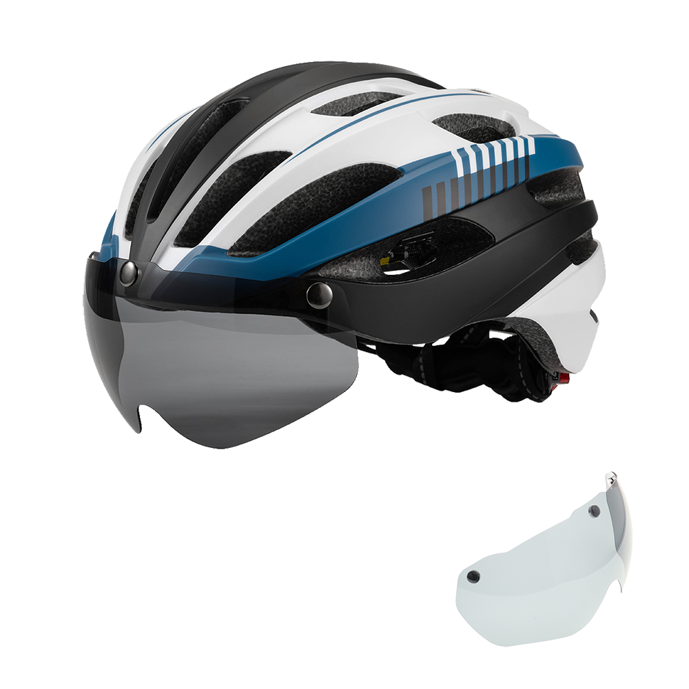 Men's & Women's Cycling Helmet with Goggles & LED Light